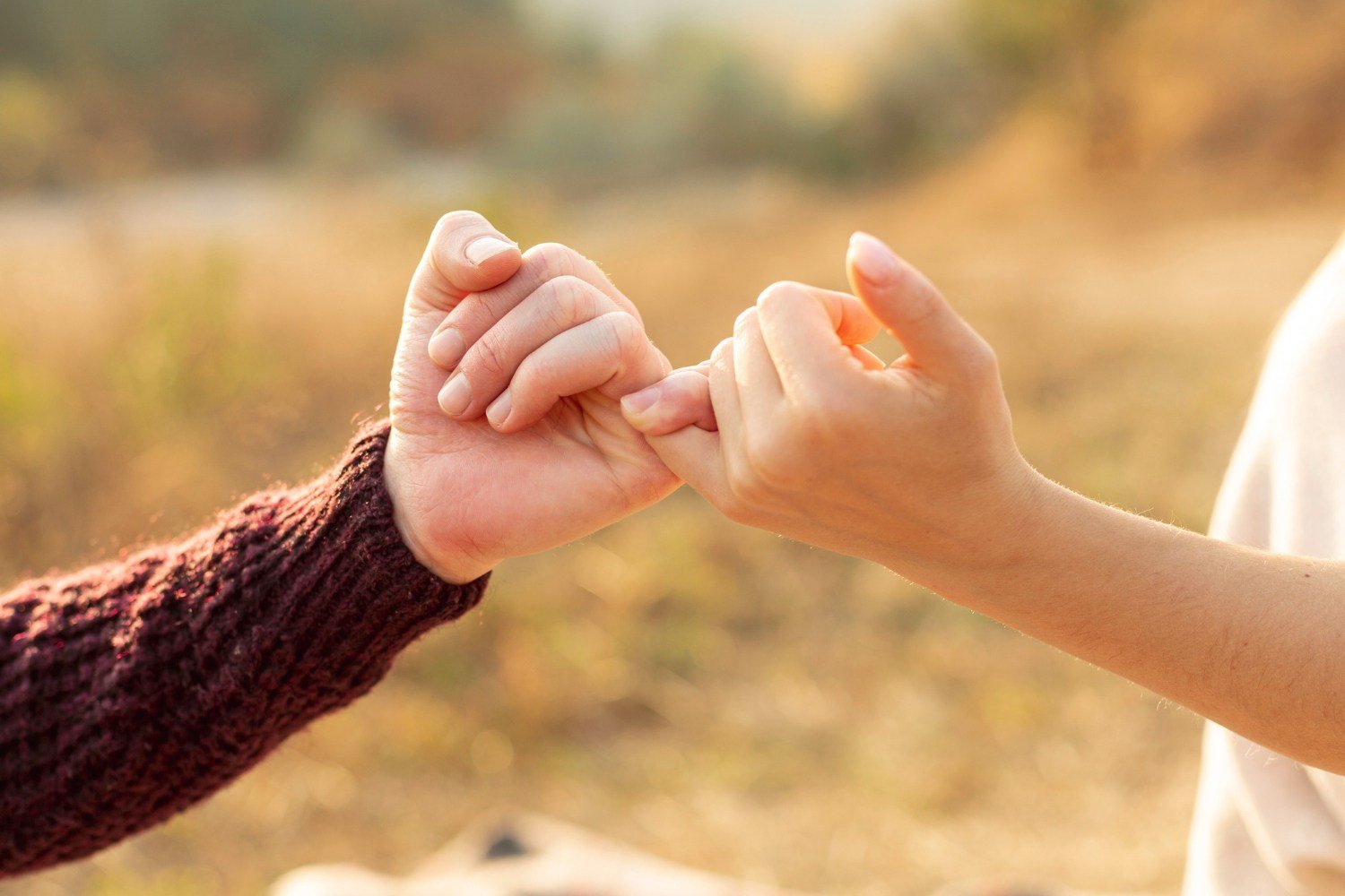 Man and woman making a promise